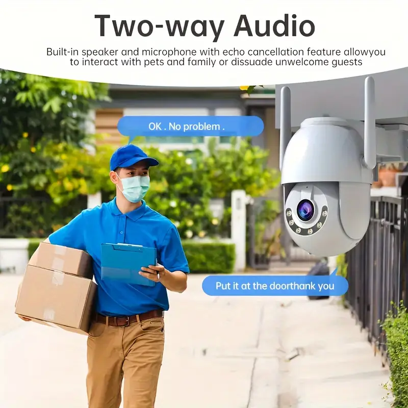 296P PTZ Dome Camera, 360° Rotatable with Automatic Tracking, Night Vision, Two-Way Audio - Image 4
