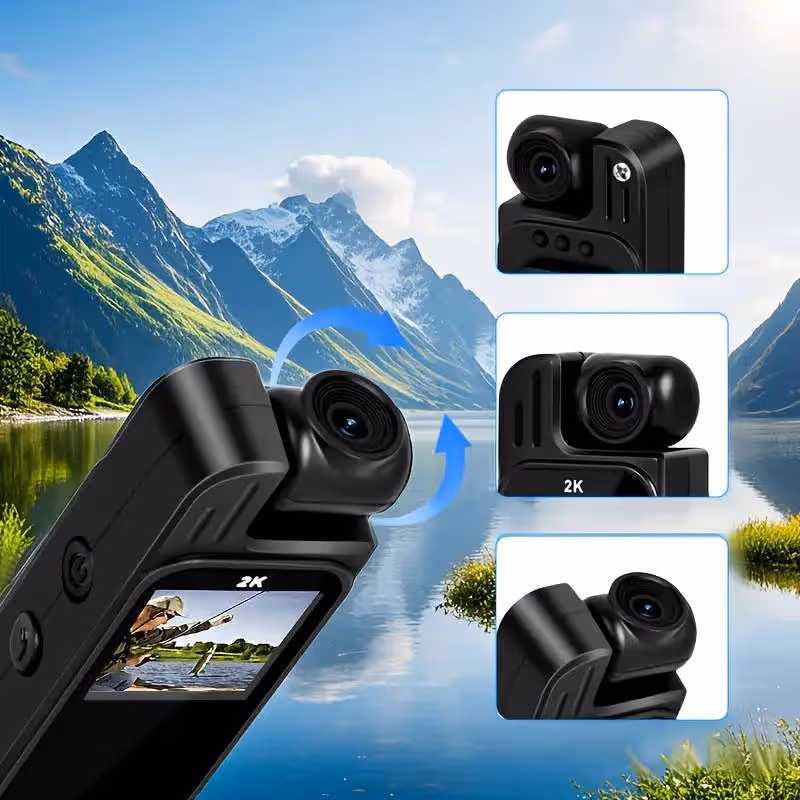 2K Ultra HD Video Recording Camera - Portable, Rechargeable, 180° Rotating Handheld Stabilizer - Image 6