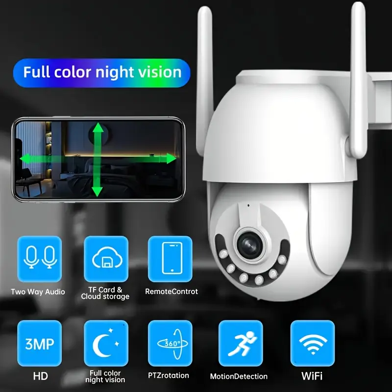 296P PTZ Dome Camera, 360° Rotatable with Automatic Tracking, Night Vision, Two-Way Audio - Image 8