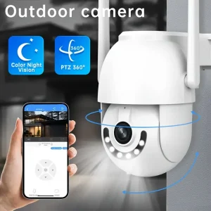 296P PTZ Dome Camera, 360° Rotatable with Automatic Tracking, Night Vision, Two-Way Audio